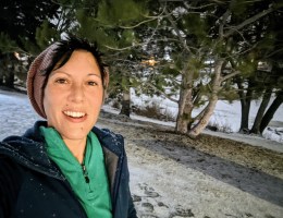 christina with snow in the background