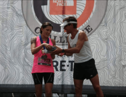 Christina on stage at end of race